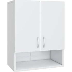 Resim Kobiç 2 Kapaklı Çok Amaçlı Tek Raflı Banyo Ve Mutfak Dolabı 70X30X70 Cm Beyaz 