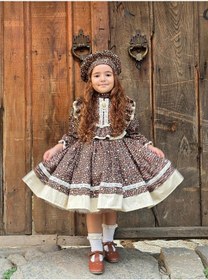 Resim H L Y Karol Tasarım Kahverengi Vintage Kız Bebek Elbisesi, Doğum Günü Elbisesi, Fotoğraf Çekim Elbisesi,0-12 Yaşa Uygun Kahverengi 