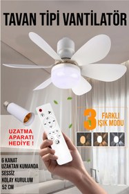 Resim FİTHOME Sessiz Led Işıklı Çok Fonksiyonlu Kolay Kurulum Tavan Vantilatörü Duy Hediye 6 KANATLI 