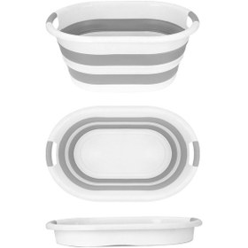 Resim 55 X 35 Katlanabilir Silikon Çamaşır Sepeti - Magic Vip Akordiyon Katlanır Sepet %30 Silikon, %70 P Gri 