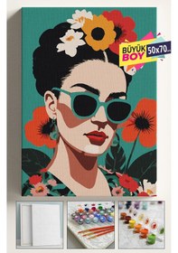 Resim Sayılarla Boyama Seti Numaralı Tuval Fırça Boya Dahil Kasnaklı Set 50x70 Cm - Güllü Kahlo 