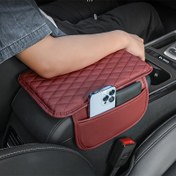 Resim Saklama Cebi ile Evrensel Araba Kolçak Yastık Kılıfı - PU Deri Otomatik Merkez Konsol Koruyucu, Kaymaz Kolçak Kutusu Kapağı Toz ve Çizik Önleme için - 1 adet 