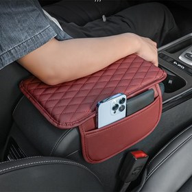 Resim Saklama Cebi ile Evrensel Araba Kolçak Yastık Kılıfı - PU Deri Otomatik Merkez Konsol Koruyucu, Kaymaz Kolçak Kutusu Kapağı Toz ve Çizik Önleme için - 1 adet 