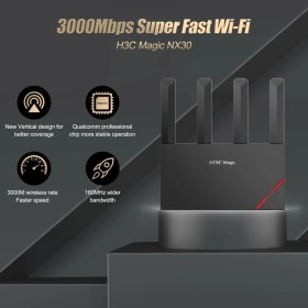 Resim Flamex H3C Magic NX30, Dual Band, Wifi 6, 3000MBPS, 4port Gigabit, 4AD Anten, Masaüstü, Router, Access Po 