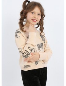 Resim Toontoy Kız Çocuk Tiger Trend Baskılı Sweatshirt Bej 