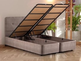 Resim Niron Luna Baza ve Başlık Seti - 140x190 cm Çift Kişilik Sandıklı Kumaş Baza Seti 