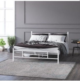 Resim Defne Metal Karyola 150x200 Cm Beyaz Renk 