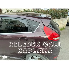Resim Tearnow Ford Fiesta Mk7 (2008-2016) Kelebek Camı Kaplama - Mat Siyah & Hologram 