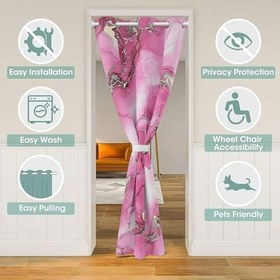 Resim Mermer Baskılı Kapı Perdesi 106 x 213 cm Modern Ebru Kapı Perdeleri Erkek Çocuklar için Moda Sıvı Çizgili Kapı Perdeleri Mahremiyet için 