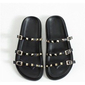 Resim Valora Gold Detaylı Şık Kadın Terlik Siyah 