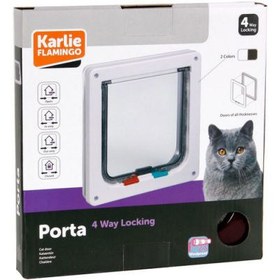 Resim Karlie Porta 4 Yönlü Kilitli Kedi Kapısı 19,2 x 20 Cm (Kahverengi) 