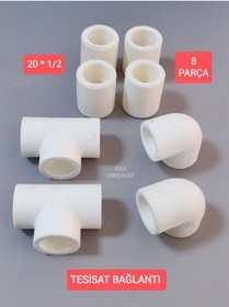 Resim ADA HIRDAVAT Pvc Boru 20*1/2 Pprc Kalorifer Doğalgaz Su Tesisatı Bağlantı Parçaları Seti ** 8 Parça 