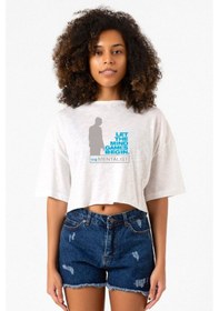 Resim The Mentalist Let The Mind Beyaz Kırçıllı Kadın Crop Tshirt Beyaz 
