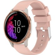 Resim Garmin Venu 20mm Pürüzsüz Düz Renk Silikon Saat Bandı İçin Pembe 