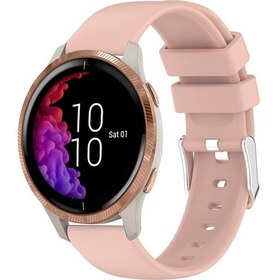 Resim Garmin Venu 20mm Pürüzsüz Düz Renk Silikon Saat Bandı İçin Pembe 