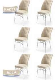 Resim Canisa Concept Flex Serisi 6 Adet Krem Renk /gürgen Ayaklı 1.sınıf Sandalye / Beyaz Gürgen Ayaklı Krem 