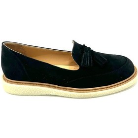 Resim Siyah Süet Martedi Hakiki Deri Kadın Loafer Ayakkabı Sıyah Süet 