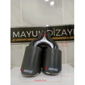 Resim Mayuk Dizayn Akrapovic 90MM Çiftli Içi Krom Sağ Taraf Her Araca Uyumlu Egzoz Ucu 