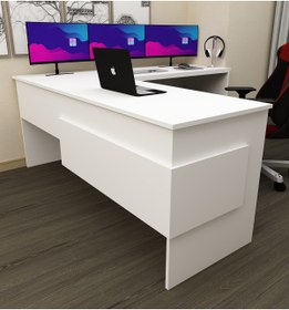 Resim morepp Sell L Çalışma Ofis Gaming Oyuncu Masası | Beyaz - Beyaz 
