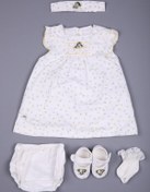 Resim Babydola Gül Detaylı Çiçekli Kız Bebek Bayramlık Elbise 5'li Set Kutulu 11688 