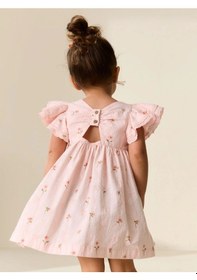 Resim Miniko Kids Kız Çocuk Kol Detaylı Yazlık Desenli Elbise Pembe 
