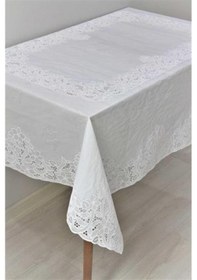 Resim 120x150 Hazır Dantel Görünümlü Silinebilir Pvc Muşamba Masa Örtüsü Manolya 001 