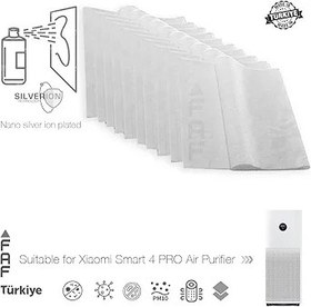 Resim Faf Fresh Air Filter 10 Adet Xiaomi Smart Purifier 4 PRO İle Uyumlu Filtre Üstüne Uyumlu Gümüş İyonlu Elektrostatik Toz Tutucu Ön Filtre 