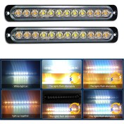 Resim 12LED Güvenlik Acil Durum Flaşör Işıkları Sarı+Beyaz (Yurt Dışından) 