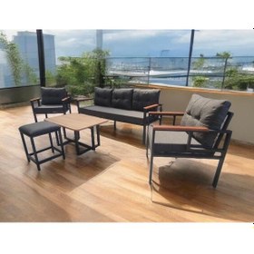 Resim Pielize Bahçe Ve Balkon Mobilyası Antrasit 3+1+1 Sehpalı Ve Pufl Antrasit 