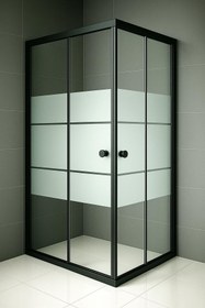 Resim Durul Duşakabin Kare Siyah Kumlama Box Desen Cam 