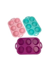 Resim 6 Bölmeli Silikon Muffin Kek Kalıbı Çok Renkli 