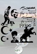 Resim Baghes Mustafa Kemal Atatürk Seti Atatürk Imza Silüet Ay Yıldız Atatürk Sticker Seti 12 Adet 