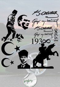 Resim Baghes Mustafa Kemal Atatürk Seti Atatürk Imza Silüet Ay Yıldız Atatürk Sticker Seti 12 Adet 