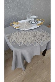 Resim ZESA HOME 6 Lı Kahve Yanı Şık Sunum Peçeteleri Tül Güpürlü 