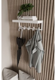 Resim Aju Modern Portmanto Duvar Tipi Askılık Ve Raf Ceket Şemsiye Çanta Havlu Elbise Posta Hol Koridor Askısıı Beyaz 