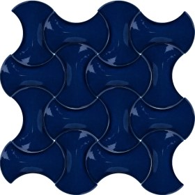 Resim Can Seramik 12 x 20 cm Kobalt Kabartmalı Kemik Çini Karo (5'li 1 Paket) 