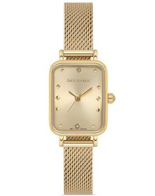 Resim Dice Kayek Dk.1.ag1341.04 Hasır Kordon Dikdörtgen Kasa Minimal Taşlı Tasarım Altın Renk Kadın Kol Sa 