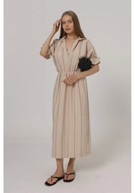 Resim Defymoda Beli Lastikli Elbise - Taş Taş 