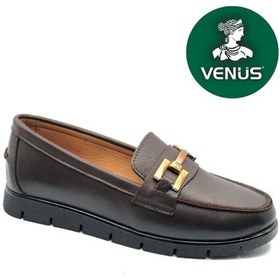 Resim Venüs Kikir Hakiki Deri Ortopedik Casual Kadın Babet Ayakkabı Kahverengi 