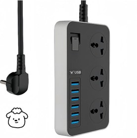 Resim 3000w 3 Ac Çıkışları Ve 6 Usb Şarj Portu Akım Korumalı Grup Priz 