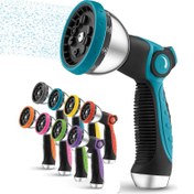 Resim 1 adet Ağır Hizmet Metal & TPR Bahçe Hortumu Nozulu, 10 Ayarlanabilir Desen, Parmak Kontrolü, Ergonomik Tutma - Evrensel Avrupa ve Amerika Konu Standartı için Bitki Sulama, Çim Bakımı ve Temizlik, Bahçe Sulama Aracı | Çok Yönlü Bahçe Aracı | Ergonomik Tasarım 