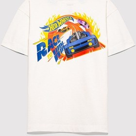 Resim Mavi - Hot Wheels Baskılı Ekru Tişört 6610428-70057 