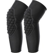 Resim Springsun Çocuklar İçin Nefes Alabilen Hafif Basketbol Dizlik Ve Kol Koruyucu Seti, Siyah Renk, Ekstra Destekli Siyah 