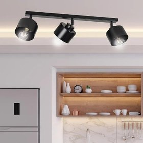 Resim Rsylight Retro Rustik Metal Masa Üstü 3 Lü Siyah 180 Derece Hareketli Sıralı Avize 60 cm 
