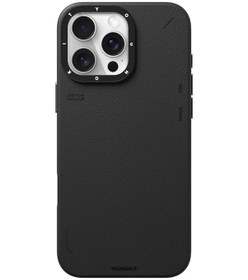 Resim İphone 16 Pro Uyumlu Kılıf Magsafe Özellikli Basit Mat Deri Desenli Youngkit Tech Fashion Serisi Siyah 