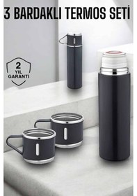 Resim Paslanmaz Çelik 3 Lü Termos Seti Vakumlu Ve 8 Saat Isı Koruma Çok Renkli 