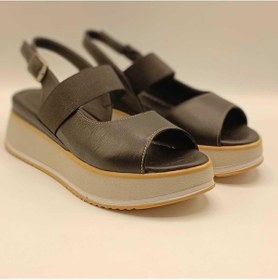 Resim Venüs Siyah Deri Dolgu Topuk Sandalet Siyah 