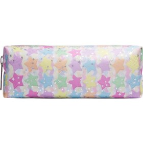 Resim Dijital Pembe Yıldız Desenli Suni Deri Kalemlik Kalem Çantası 