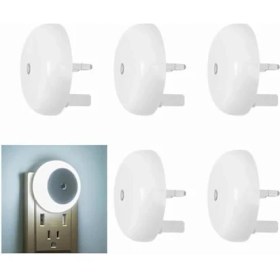 Resim Duvara Monte LED Gece Lambası, Alacakaranlık Sensörlü, 0.5W Duvar Fişli Gece Lambası, Koridor, Merdiven, Mutfak, Banyo Için, 6'lı Paket Yuvarlak Tasarım 
