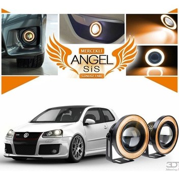 Volkswagen Golf 5 Uyumlu, Universal Mercekli Led Angel Sis Farı, Turuncu Renk (01) (Sts Oto Aksesuar)